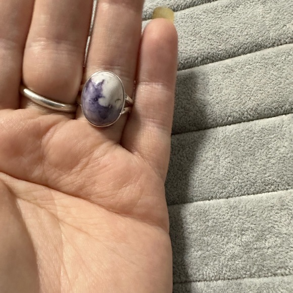 New Sterling Silver Purple Oval Morado Violet Flame Opal Ring Sz 8 Crystal - Picture 13 of 16